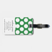 Étiquette À Bagage Grand pois vert-foncé et noir décoré d'un (Dos horizontal)