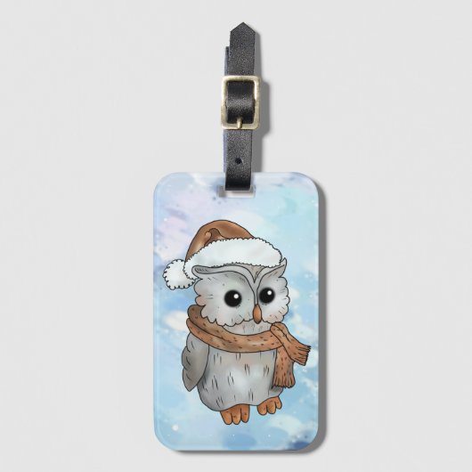Étiquette À Bagage Grand porte-bagages chouette d'hiver (Devant Vertical)