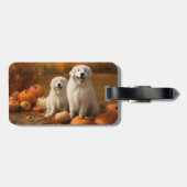 Étiquette À Bagage Grand Pyrénées Chiot automne délice Citrouille (Dos horizontal)