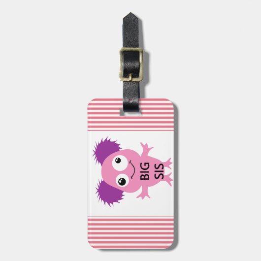 Étiquette À Bagage Grand Soeur Rose Monster (Devant Vertical)
