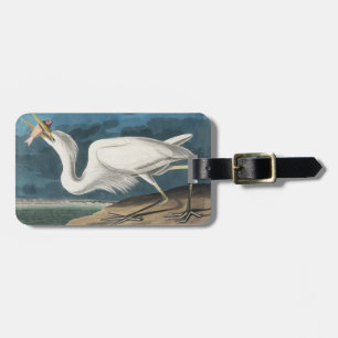 Étiquette À Bagage Grande Aigrette d'Audubon : Oiseau côtier vintage