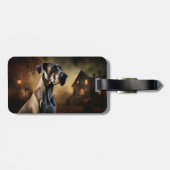 Étiquette À Bagage Grande Dane Halloween effrayante (Dos horizontal)