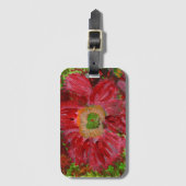 Étiquette À Bagage Grande étiquette rouge de bagage de fleur (Devant Vertical)