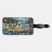 Étiquette À Bagage Grande Pyrénées Noël Festive Voyage (Dos horizontal)