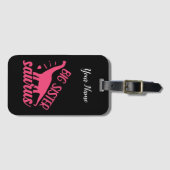 Étiquette À Bagage Grande soeur Saurus en rose (Devant Horizontal)