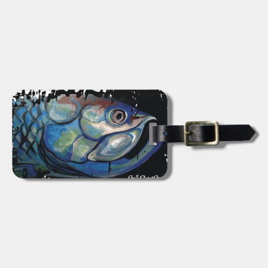 Étiquette À Bagage Grande tête bleue de tarpon de GCG Boca (Devant horizontal)