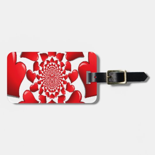 Étiquette À Bagage Grands coeurs rouges heureux de Valentine (Devant horizontal)