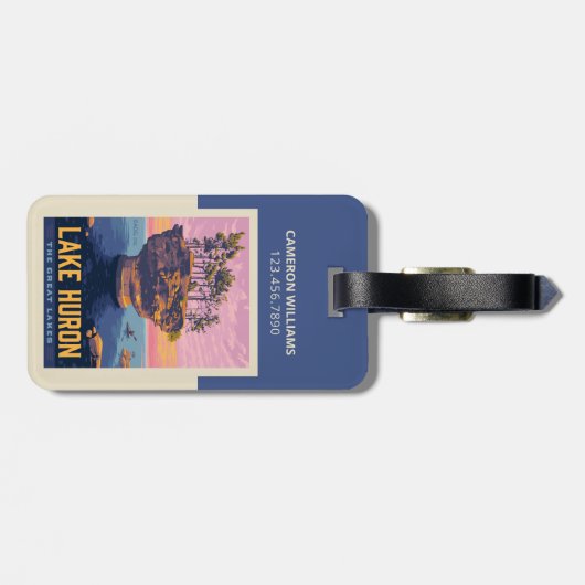 Étiquette À Bagage Grands Lacs | Lac Huron (Dos horizontal)