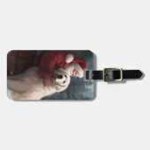 Étiquette À Bagage Grands Pyrénées avec Noël Festif du Père Noël (Devant horizontal)