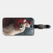 Étiquette À Bagage Grands Pyrénées avec Noël Festif du Père Noël (Dos horizontal)