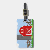 Étiquette À Bagage Grange rouge et Silo (Devant Vertical)