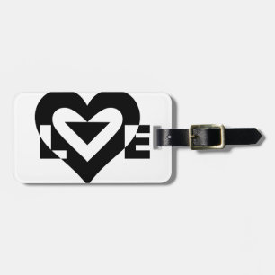 Étiquette À Bagage Graphique d'amour cool, noir