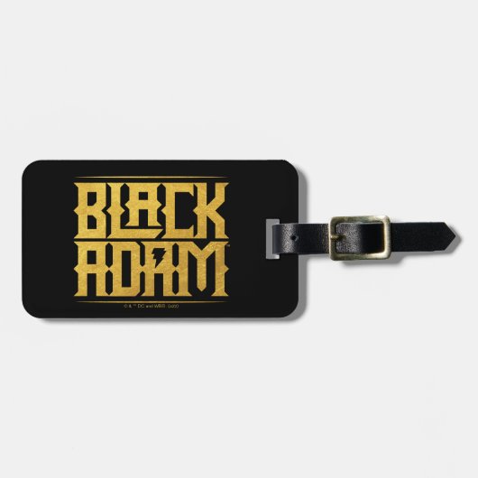Étiquette À Bagage Graphique de nom empilé Adam noir (Devant horizontal)