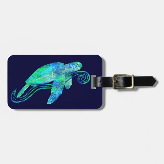 Étiquette À Bagage Graphique de tortue de mer (Devant horizontal)