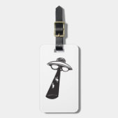 Étiquette À Bagage Graphique d'enlèvement d'ovni rétro Alien Sci-Fi (Devant Vertical)