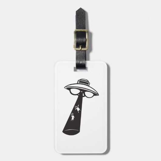 Étiquette À Bagage Graphique d'enlèvement d'ovni rétro Alien Sci-Fi (Devant Vertical)