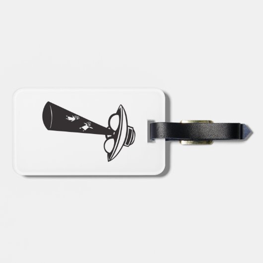 Étiquette À Bagage Graphique d'enlèvement d'ovni rétro Alien Sci-Fi (Dos horizontal)