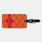 Étiquette À Bagage Graphique marocain rouge orange arabe (Devant horizontal)
