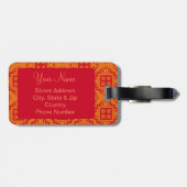 Étiquette À Bagage Graphique marocain rouge orange arabe (Dos horizontal)