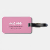 Étiquette À Bagage Graphique moderne sur mesure à la mode Noir rose (Dos horizontal)