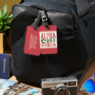 Étiquette À Bagage Graphique Rétro Empilé Groovy Alpha Chi Omega