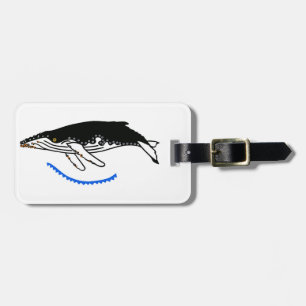 Étiquette À Bagage Graphisme - BALEINE À Bosse - Faune - Bleu -