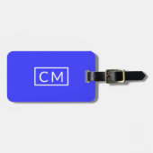Étiquette À Bagage Gras Bleu Moderne Monogramme Simple bagages initia (Devant horizontal)