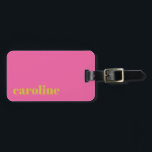 Étiquette À Bagage Gras brillant rose et jaune moderne Personnalisé<br><div class="desc">Tag de bagage personnalisé moderne en gras rose et jaune</div>