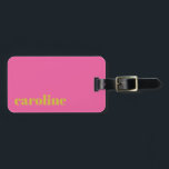 Étiquette À Bagage Gras brillant rose et jaune moderne Personnalisé<br><div class="desc">Tag de bagage personnalisé moderne en gras rose et jaune</div>