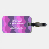 Étiquette À Bagage Gras Moderne Simple Grille Vagues Rose Violet CUST (Dos horizontal)