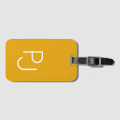 Étiquette À Bagage Gras monogramme personnalisé rétro Mustard (Devant Horizontal)