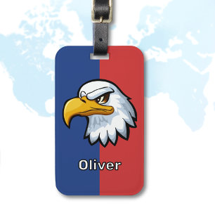 Étiquette À Bagage Gras Patriotique Caricature Aigle Personnalisé