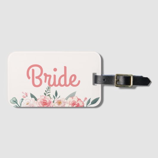 Étiquette À Bagage Gras script simple floral moderne mariée simple (Devant Horizontal)