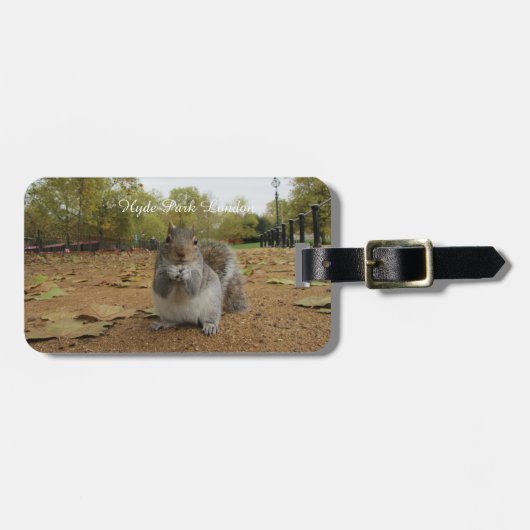 Étiquette À Bagage Gray Squirrel Hyde Park Londres. (Devant horizontal)