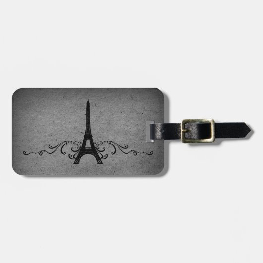 Étiquette À Bagage Gray Vintage French (Devant horizontal)