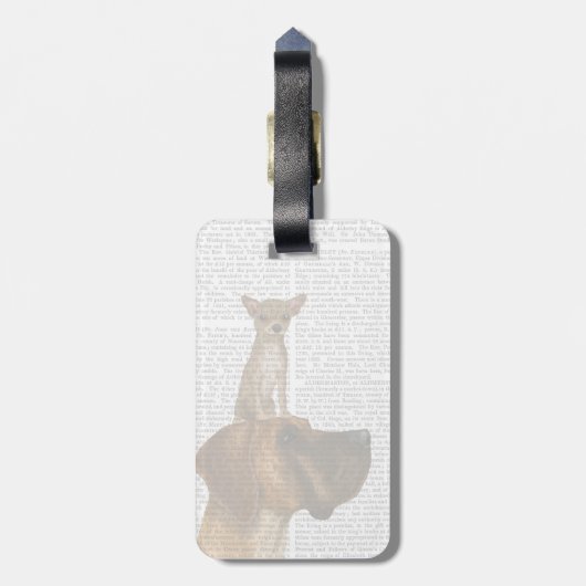 Étiquette À Bagage Great Dane et Chihuahua (Dos Vertical)