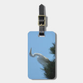 Étiquette À Bagage Great Egret dans la Floride ensoleillée (Devant Vertical)