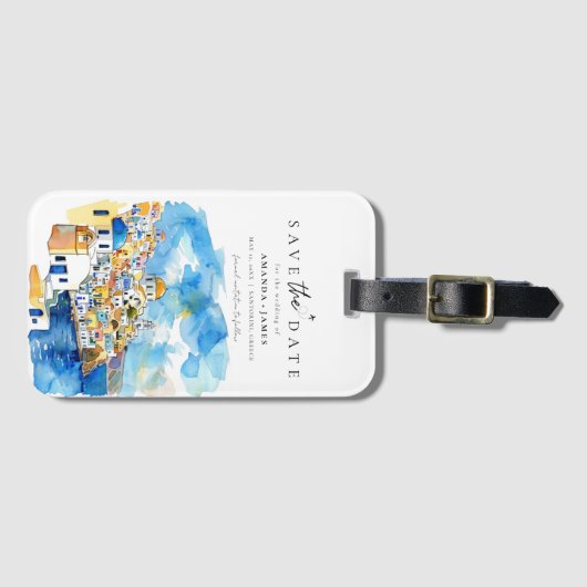 Étiquette À Bagage Grèce Destination Mariage Enregistrer la date (Devant Horizontal)