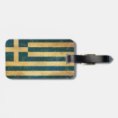 Étiquette À Bagage Grèce Drapeau Vintage Grunge (Dos horizontal)