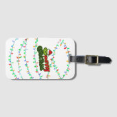Étiquette À Bagage Green Christmas Creature with Holiday Lights (Devant Horizontal)