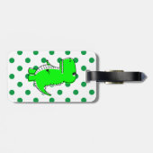 Étiquette À Bagage Green Dinosaur Green Pois Nom personnalisé (Dos horizontal)
