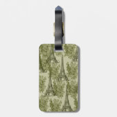 Étiquette À Bagage Green Floral Paris Tour Eiffel (Dos Vertical)