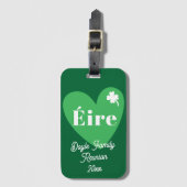 Étiquette À Bagage Green Four Leaf Clover Heart Éire Ireland Reunion (Devant Vertical)