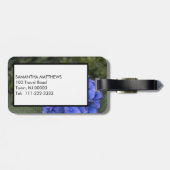 Étiquette À Bagage Green Monogram Blue Hydrangea Floral (Dos horizontal)