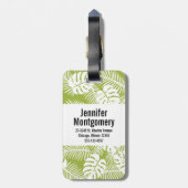 Étiquette À Bagage Green Palm Feuille Rainforest Motif Monogram (Dos Vertical)