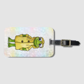 Étiquette À Bagage Grenouille dans l'imperméable (Devant Horizontal)