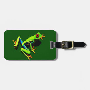 Étiquette À Bagage Grenouille d'arbre verte aux yeux rouges