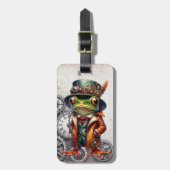 Étiquette À Bagage Grenouille Steampunk & engrenages  (Devant Vertical)