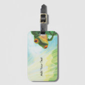 Étiquette À Bagage Grenouille verte attrapant quelques rayons (Devant Vertical)