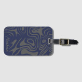 Étiquette À Bagage Grey Blue Abstract Liquid Pattern Personalised (Devant Horizontal)